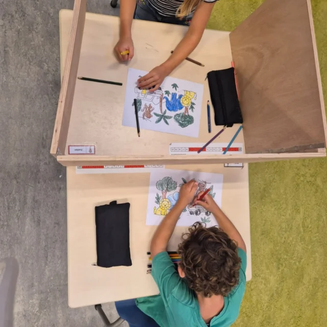 De kleurplaat op dezelfde manier kleuren als je maatje; dat is een hele uitdaging als je niet bij elkaar mag kijken! Maar het lukte bij de leerlingen van groep 3/4 omdat ze goed overlegden en naar elkaar luisterden. Mooi om deze samenwerking te zien😃 #groepsvorming